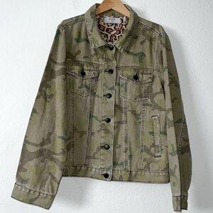 One Teaspoon “Pray For Rock “N” Roll”  Camo Leopard Denim Jacket Size M